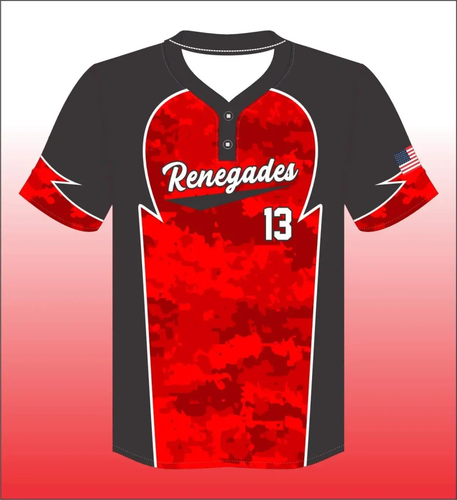 2 Button Baseball Jersey with custom side panels for breathable comfort and athletic