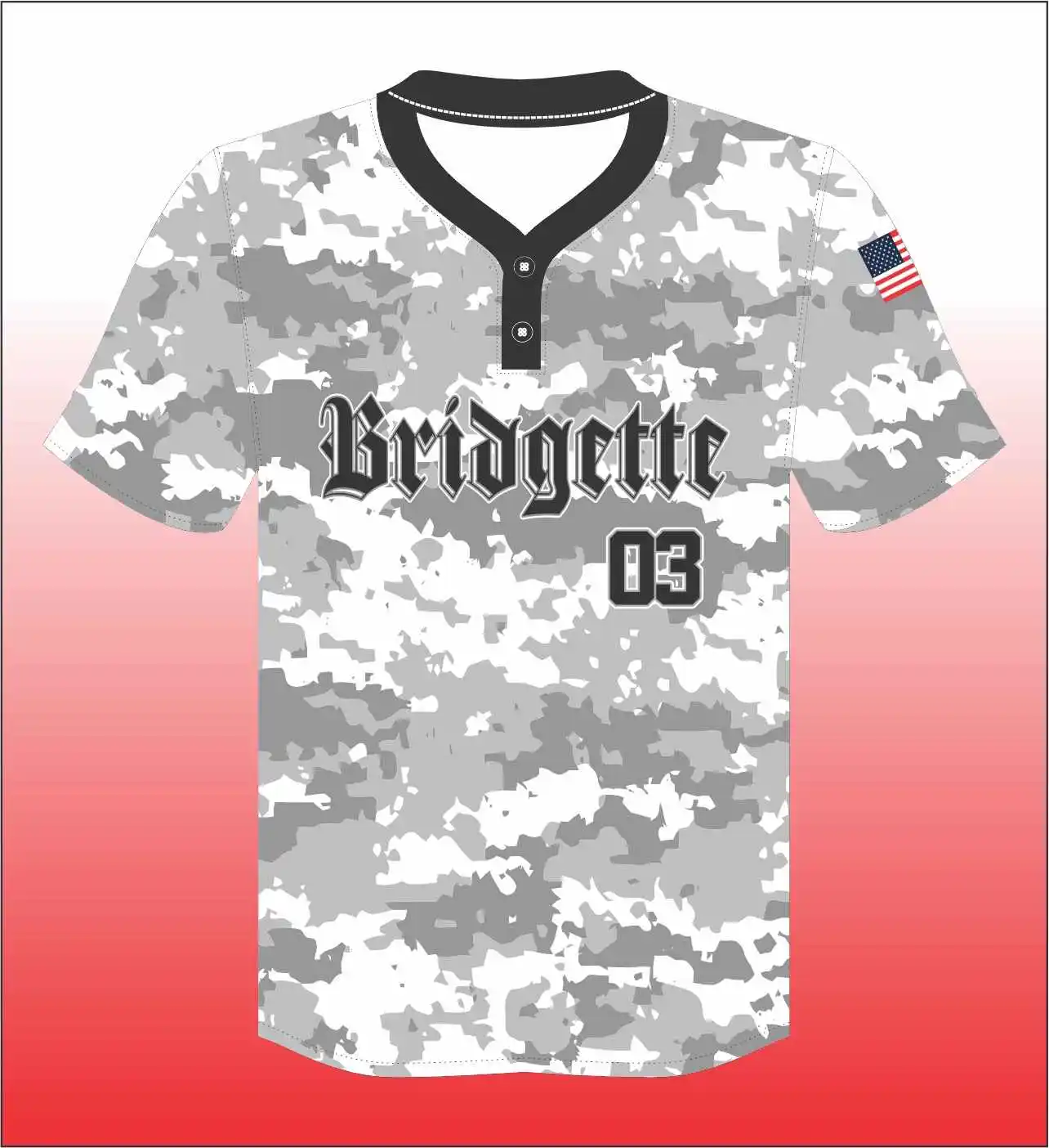 Gray 2 Button Baseball Jersey with short sleeves and breathable fabric.