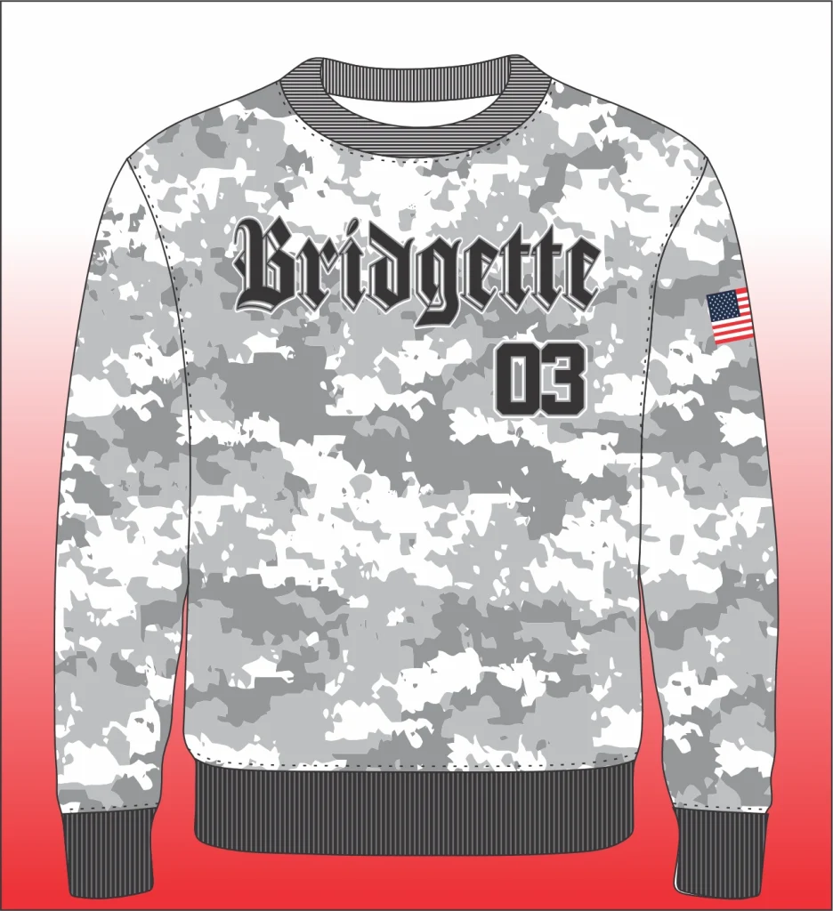 Gray digital camo sweatshirt front view
