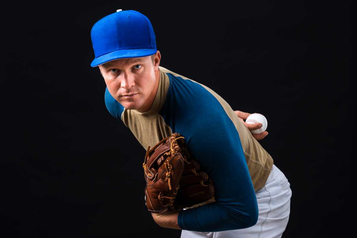 Team lineup showcasing colorful custom baseball uniforms