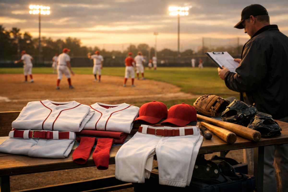 Baseball Team Uniforms with Names, Numbers & Logos