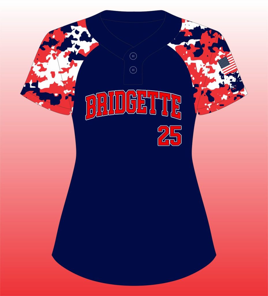 Softball 2 Button Short Sleeves Jersey in Navy Blue, Red, and White – Stylish Team Wear