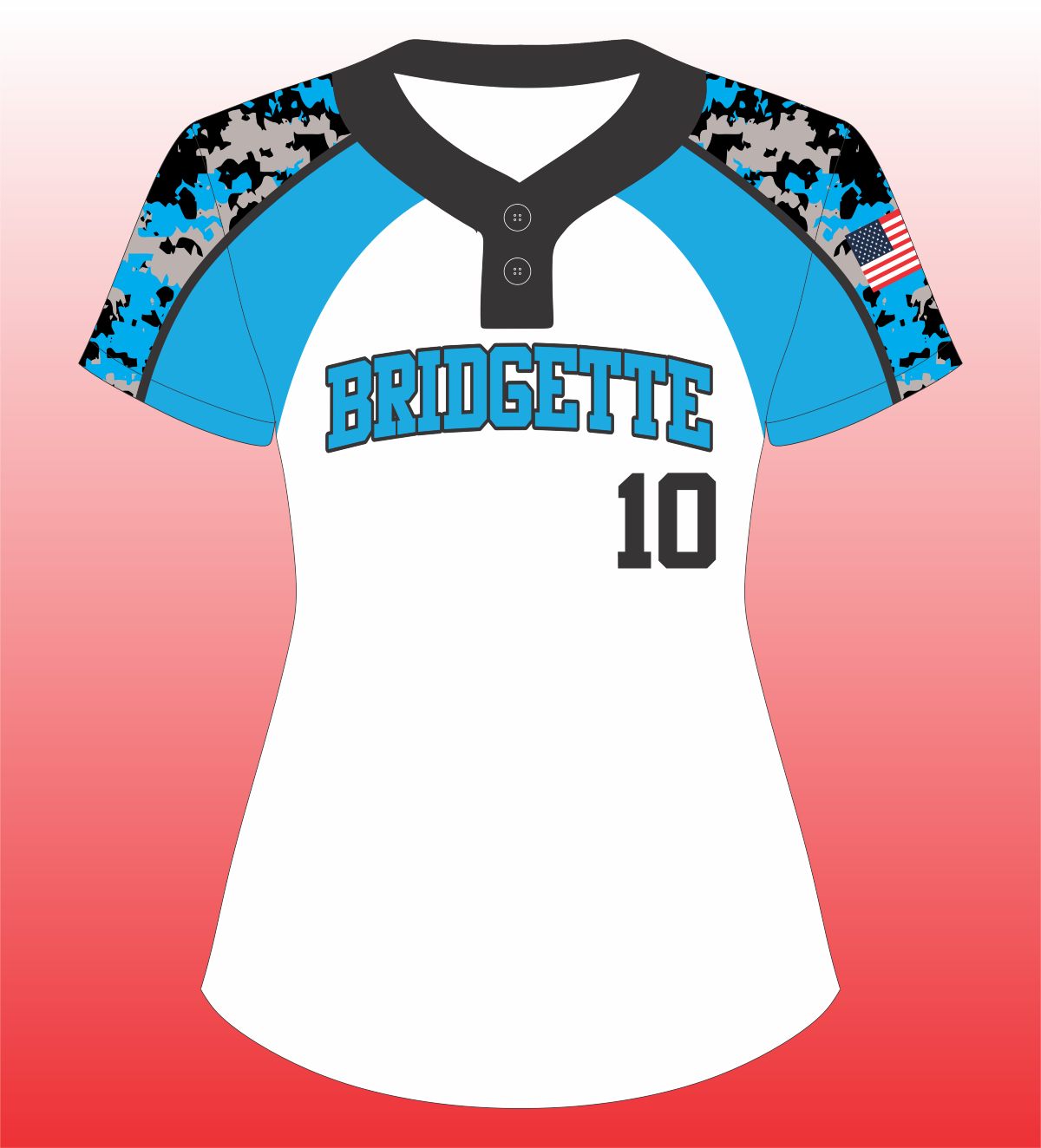 Softball 2 Button Short Sleeves Jersey in White, Light Blue & Black – Comfortable Team Wear