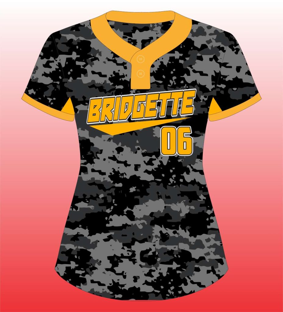 Softball 2 Button Stealth Camo Yoke Durable & Stylish Team Jersey