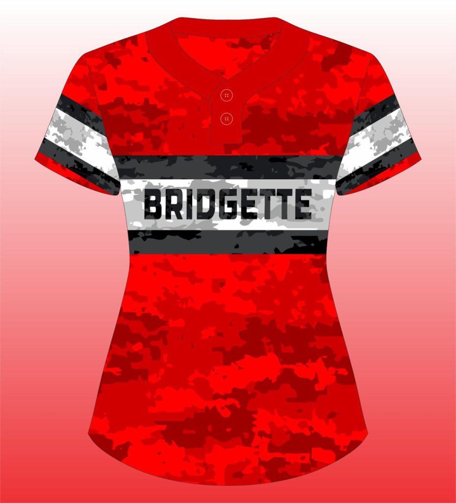 Softball 2 Button Varsity Jersey in Red, Black, and White Durable Team Gear