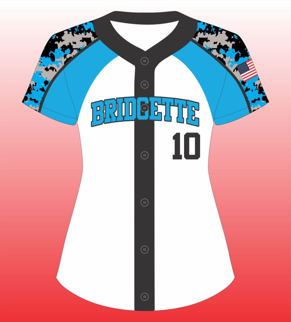 Softball Full Button Sleeves Jersey in White & Light Blue with Black – Durable & Stylish