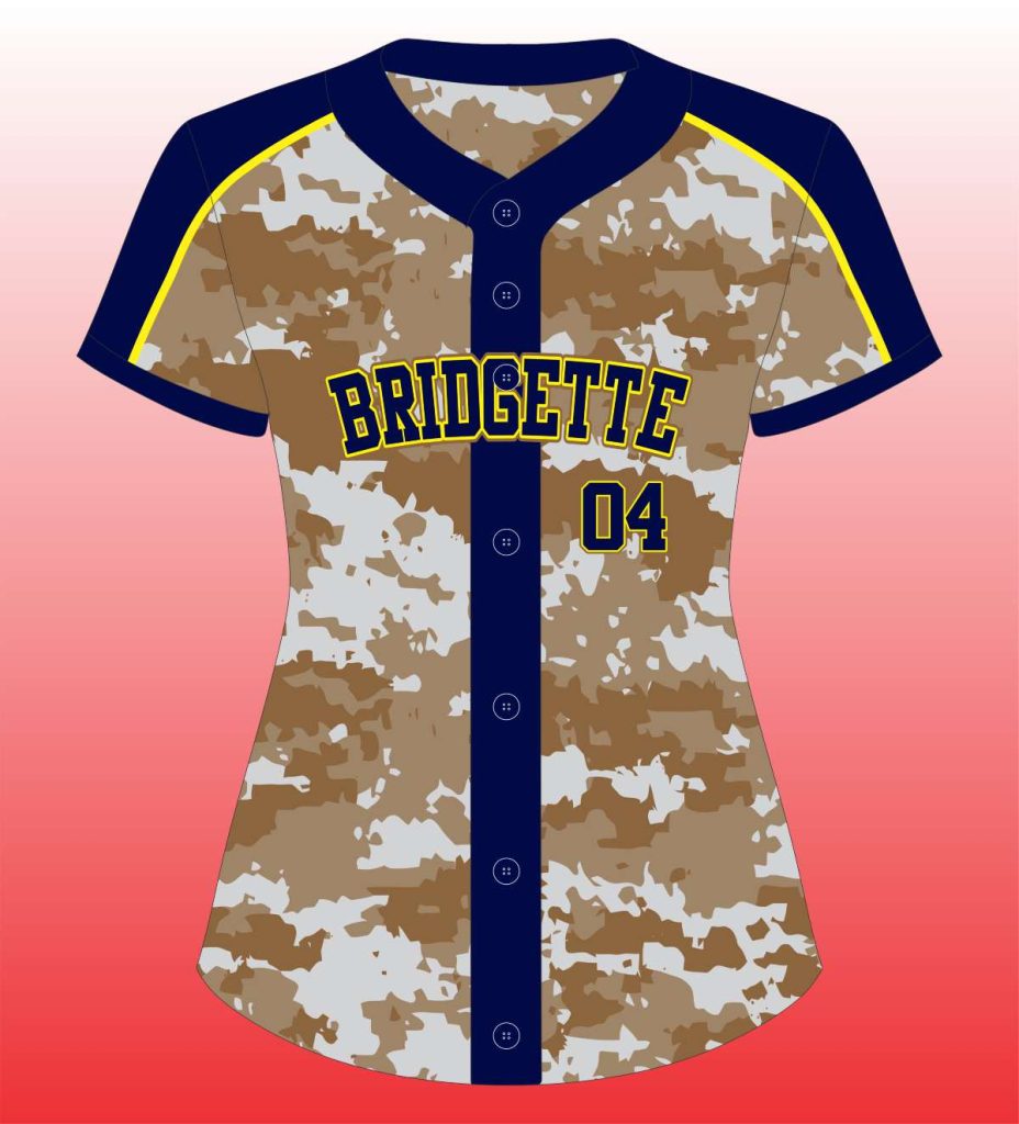 Softball Full Button Gold Camo Body | Durable, Stylish Team Jersey