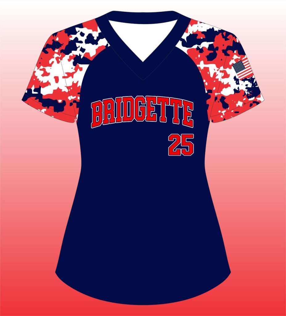 Softball V Neck Camo Raglan Sleeves Stylish Team Jersey